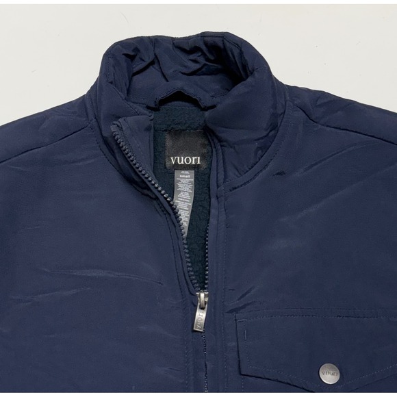 Vuori Mens Navy Blue Fleece Hybrid Full Zip Jacket Mock Neck Small V521 - Picture 3 of 3